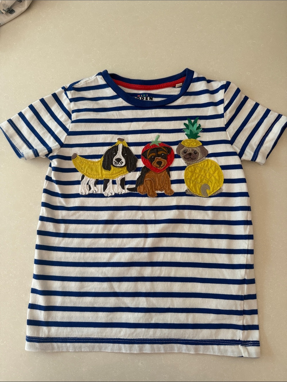 Boys Mini Boden Striped Dog Shirt
